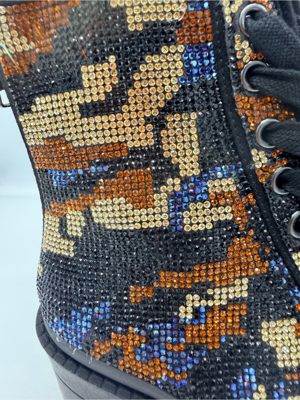 Steve Madden Women's Multicolor Embellished Lace-Up Platform Ankle Boot - Picture 4 of 10